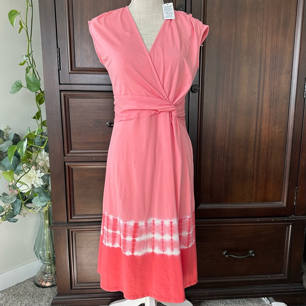 NWT Lands’ End Pink Tie-Dye Fit and Flare Dress